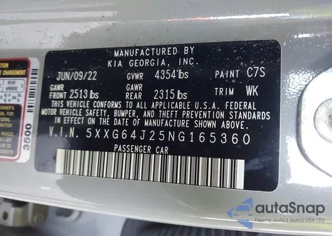 2022 Kia K5 Gt-Line z USA, uszkodzony, nr VIN 5XXG64J25NG165360